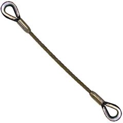 1" x 10' Thimbled Eye Wire Rope Sling - USA Made 6x25 Steel Core Wire Rope